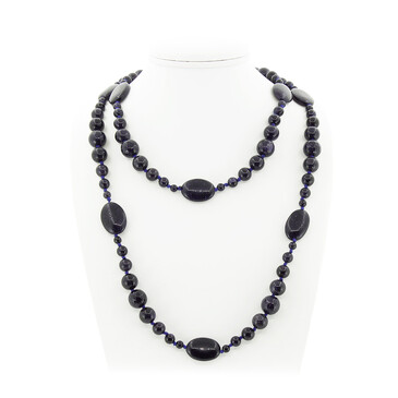 Бусы Стихия авантюрин синий натуральный (Индия), длина 124 см Агат77