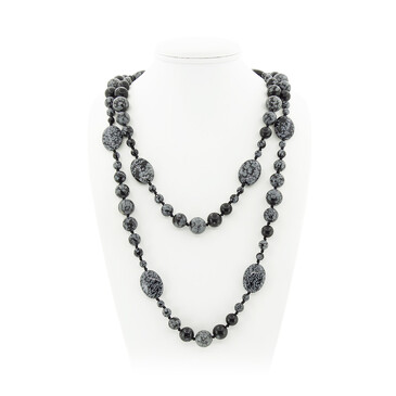 Бусы Стихия обсидиан натуральный снежный (США), длина 138 см Агат77