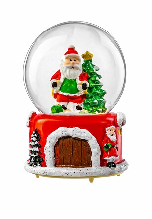 Новогодний шар со снегом и подсветкой Дед Мороз на лыжах музыкальный Elan Gallery