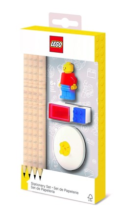 Набор канцелярский с минифигурой (4 карандаша, 1 насадка, 1 точилка, 1 ластик) Lego