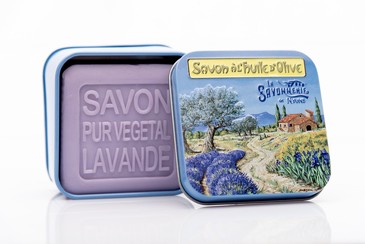 Мыло с лавандой в металлической коробке. Пейзаж Прованса, 100 гр. La Savonnerie de Nyons