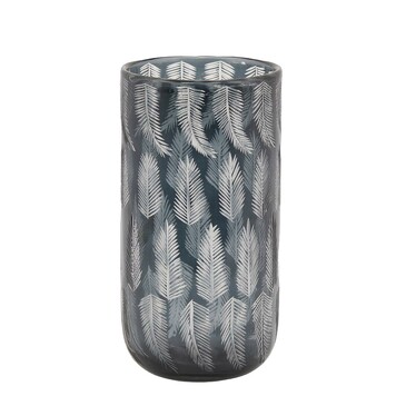 Ваза-цилиндр с орнаментом Перья серая 26x13 см Enzo De Gasperi