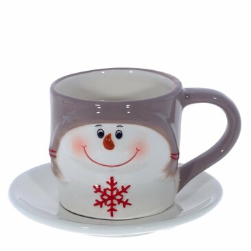 Чашка с блюдцем Снеговик 150 мл