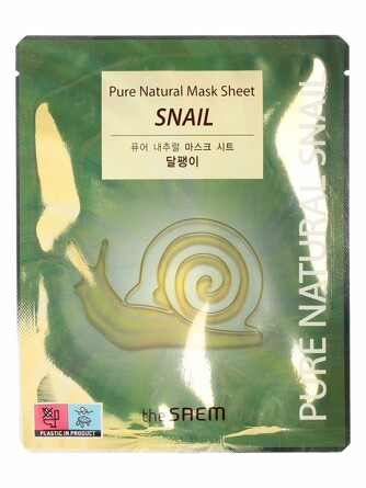 Маска для лица тканевая pure natural sheet snail 20 мл The Saem