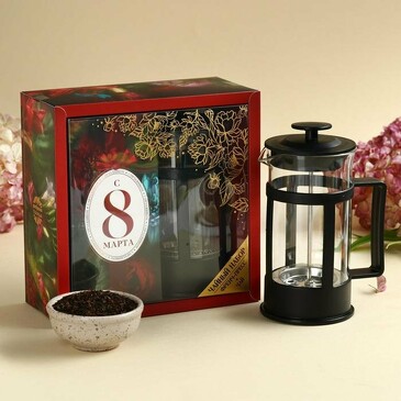 Подарочный набор С 8 марта (чай, френч-пресс) Фабрика счастья
