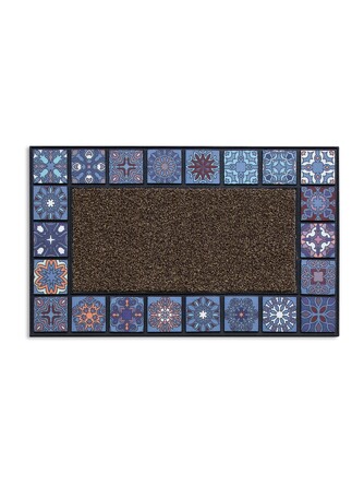 Коврик придверный Mosaic Quadro синий 76x45 см Attribute