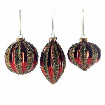 Набор новогодних украшений Шары с полосками (3 шт. по 8 см) Goodwill M&G