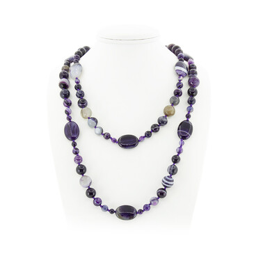 Бусы Стихия агат натуральный розовый (Бразилия), длина 130 см Агат77