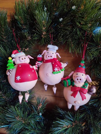 Украшения ёлочные. Новогодние хрюшки (3 шт.), 12 см ForestMarket