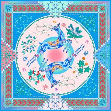 Платок Северное сияние, 90x90, Nina Ruchkina