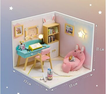 Конструктор румбокс Зефирный домик. Кабинет со светом, 15х18х8 см Lisa Doll