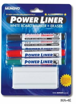 Маркеры для досок с губкой для стирания, 4 цвета Mungyo