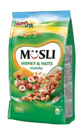 Хрустящие мюсли с медом и лесными орехами, 750 г Bona Vita