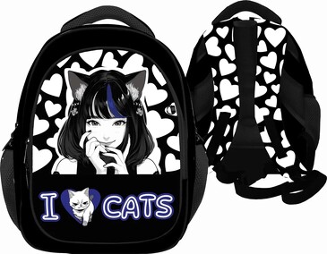Рюкзак облегченный Аниме I love cats с анатомической спинкой Centrum