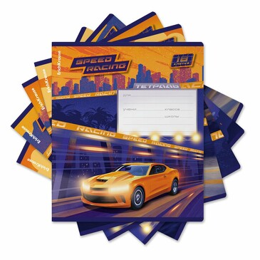 Комплект тетрадей (10 шт.) Sport Car, 18 листов, клетка, выборочный УФ-лак  ErichKrause