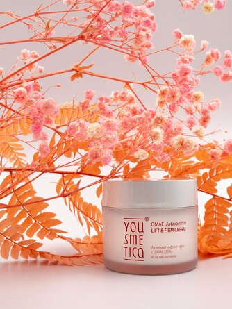 Крем-лифтинг для лица с DMAE (2,5%) и Астаксантином активный, 50 г Yousmetica