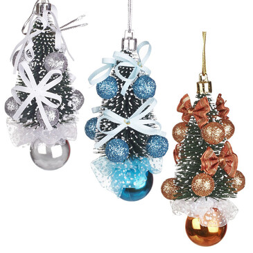 Набор из трех елочных украшений Елочки с шарами 12х5 см Due Esse Christmas