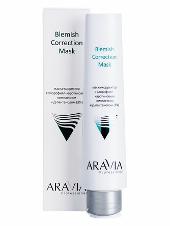 Маска-корректор против несовершенств с хлорофилл-каротиновым комплексом и Д-пантенолом (3%) Blemish Correction Mask 100 мл Aravia Professional