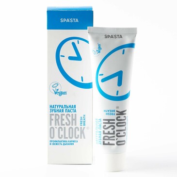 Натуральная зубная паста Fresh O'Clock Профилактика кариеса и свежесть дыхания, 90 мл Spasta