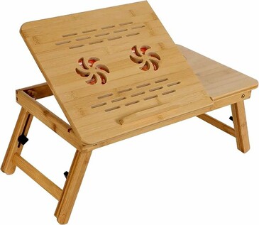 Столик бамбуковый складной для ноутбука/завтрака с охлаждением Daswerk
