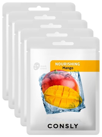 Набор тканевых масок питательных с экстрактом манго, 5х20 мл Consly