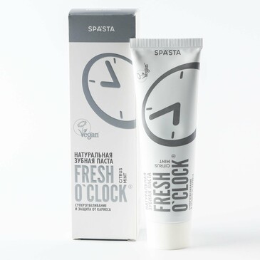Натуральная зубная паста Fresh O'Clock Суперотбеливание и защита от кариеса, 90 мл Spasta