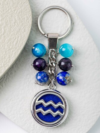 Брелок для Водолеев из натурал. камней (агат, лазурит, аметист) с аромакулоном, 9 см Твой зодиак