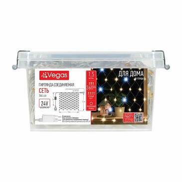 Электрогирлянда для улицы Сеть 144 теплых Led ламп 36 мигающих Vegas
