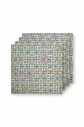 Набор салфеток сервировочных (4 шт.) Blooming Tales Bustani Khaki-Blue, 40х40 см Pip Studio