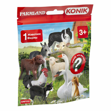 Пакетик-сюрприз Животные фермы (1 фигурка), 12,7х2,6х15,5 см Konik
