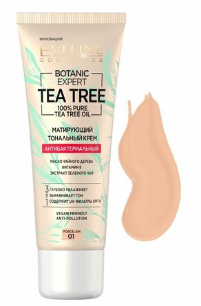 Крем тональный матирующий антибактериальный 3в1 - 01 porcelain, серии Botanic Expert, 30 мл Eveline Cosmetics