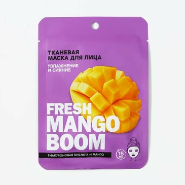 Тканевая маска для лица Fresh mango boom с гиалуроновой кислотой и манго Beauty Fox