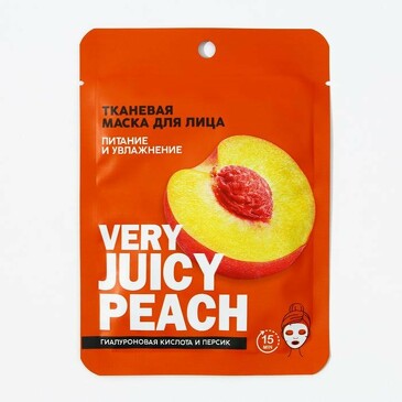 Тканевая маска для лица Very juicy peach с гиалуроновой кислотой и персиком Beauty Fox
