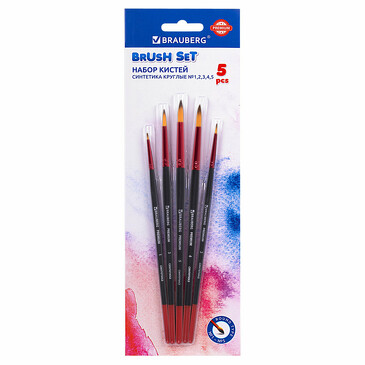Кисти premium 5 шт синтетика №1,2,3,4,5 Brauberg