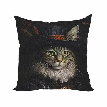 Наволочка декоративная КотоБарон в шляпе Живопись 40х40 см Zaberite