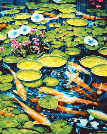 Картина по номерам на подрамнике. Золотые карпы Paintboy Original