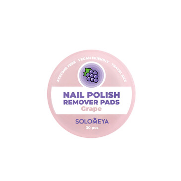 Салфетки для снятия лака без ацетона с ароматом Винограда, 30 шт,  Solomeya