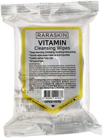 Очищающие салфетки для лица с витаминами, 30 шт. Raraskin