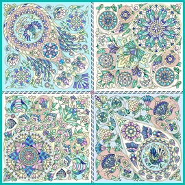 Платок Русская эмаль нежная 100% шелк, 90x90, Nina Ruchkina