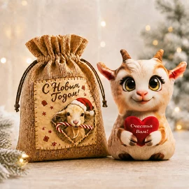 Козочка в мешке с зелеными глазами , 17х13х5, Штучки к которым тянутся ручки
