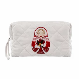 Косметичка бархатная с вышивкой Матрешка 23х10 см Momo for home