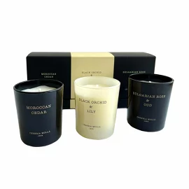 Набор свечей подарочный Bulgarian Rose, Black Orchid & Lily, Amber & Sandalwood (3 шт. по 75 г) Cereria Molla 1899