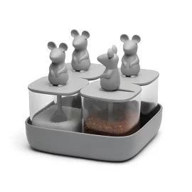 Набор банок для сыпучих продуктов Lucky Mouse Seasoning, 4 шт Qualy