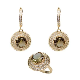 Комплект Султан-3 (кольцо и серьги с султанитом, покрытие под золото, размер кольца 17) Агат77