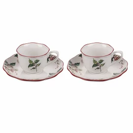 Набор (2 шт.) чашек с блюдцами Xmas Vintage, 100 мл Villa D'Este