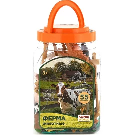 Набор фигурок животных в ведёрке (средний). Ферма (24 шт.) Konik World
