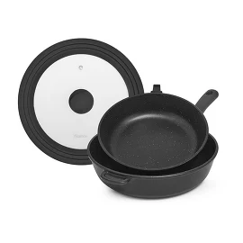 Набор сковородок 24 см и 28 см Cook Pro со съемной ручкой и мульти крышкой (алюминий) Fissman